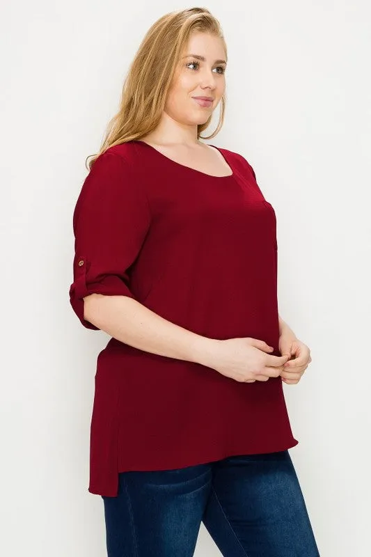 HI Curvy Plus Size Women Koshibo Roll Up sleeve Shirts