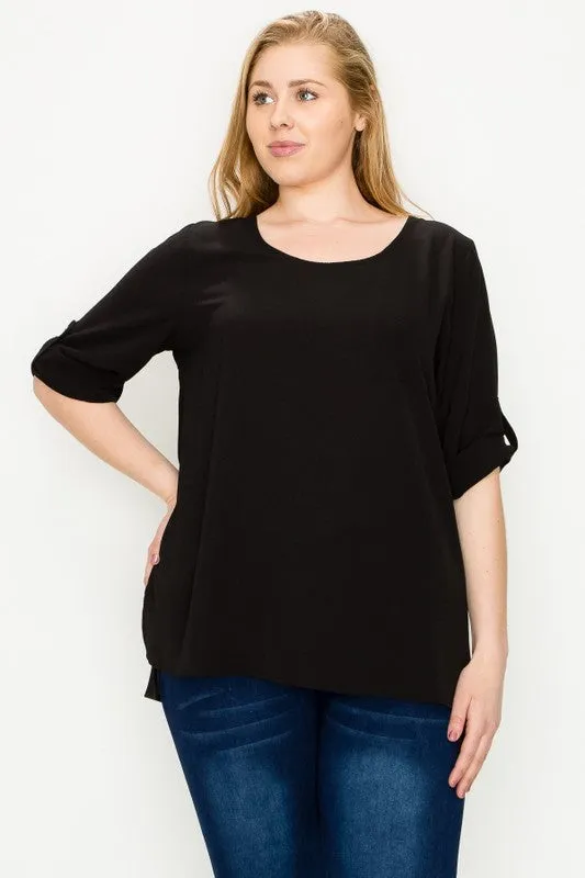 HI Curvy Plus Size Women Koshibo Roll Up sleeve Shirts