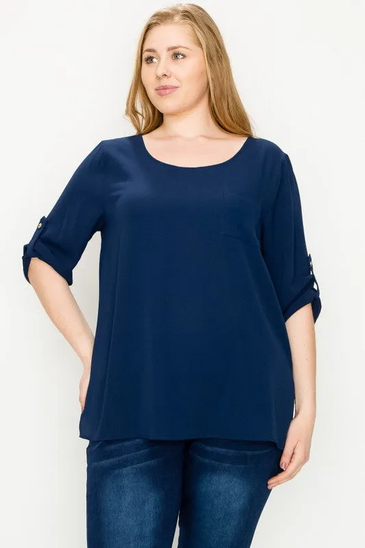 HI Curvy Plus Size Women Koshibo Roll Up sleeve Shirts