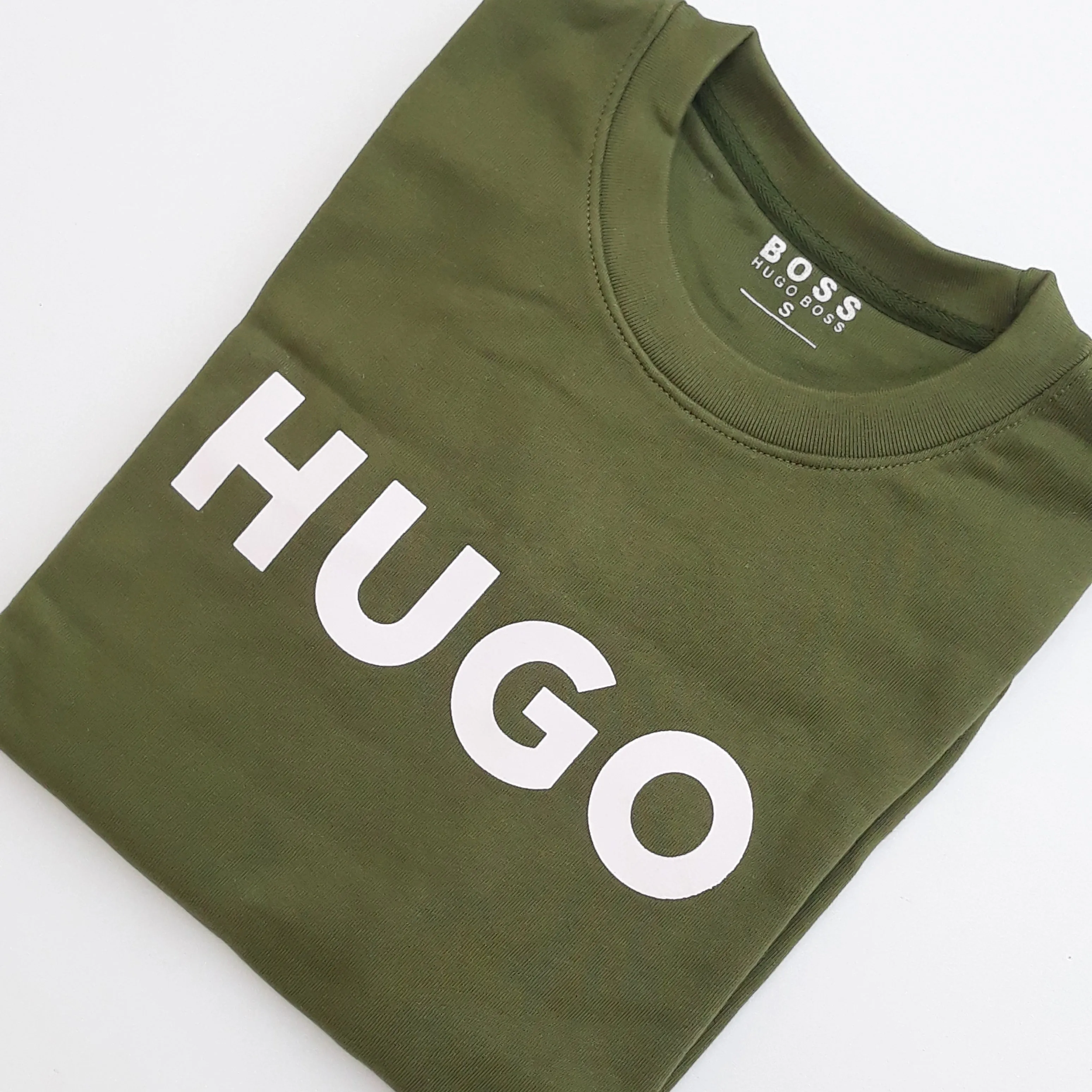 HO - Men 'Olive' HUGO Printed Crew Neck Terry Sweatshirt HO280