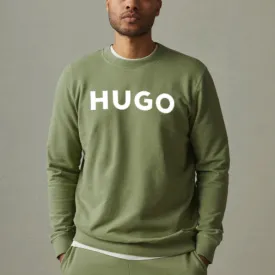 HO - Men 'Olive' HUGO Printed Crew Neck Terry Sweatshirt HO280