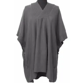 Hooded Poncho With Button Detail