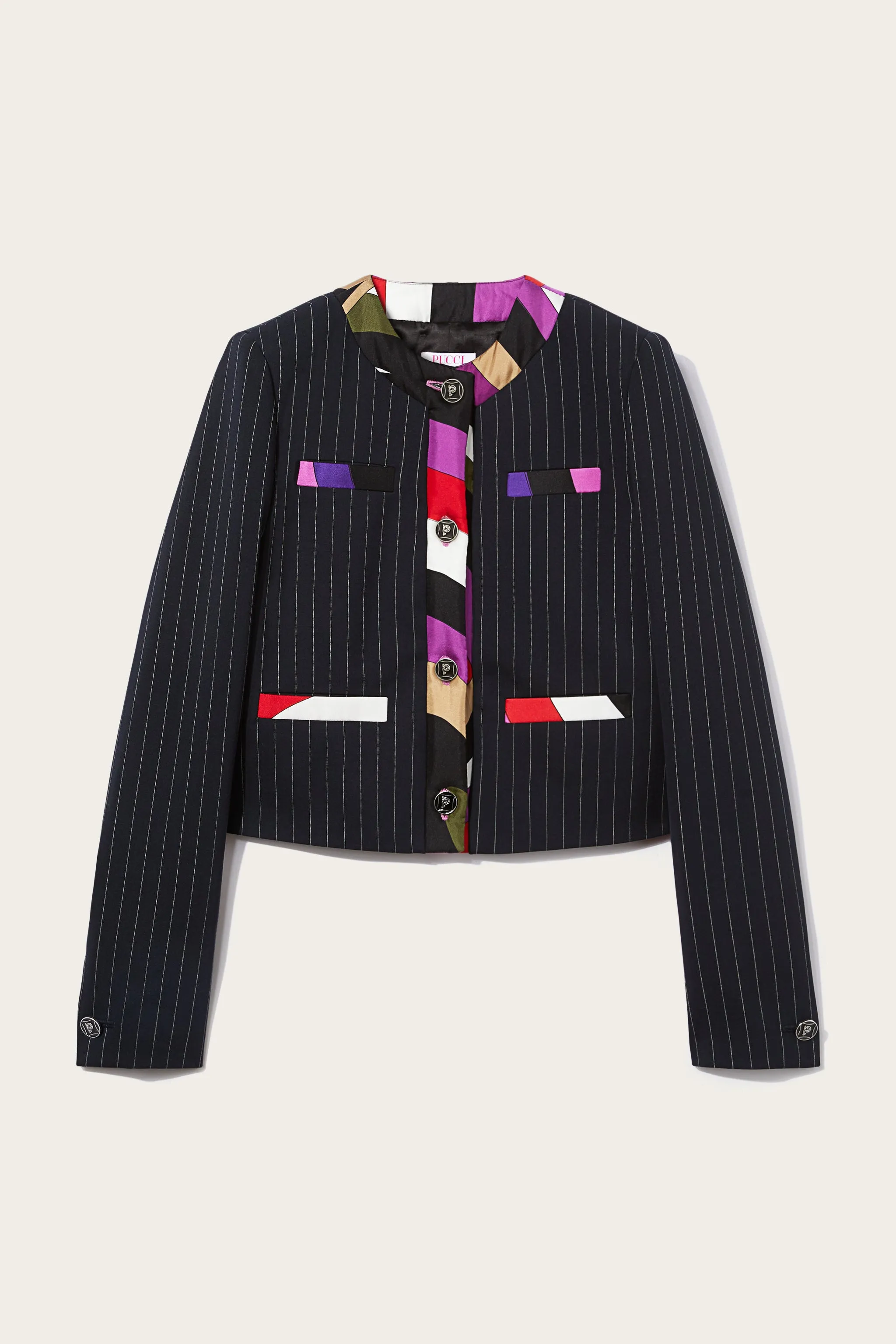 Iride-Print Pinstripe Jacket