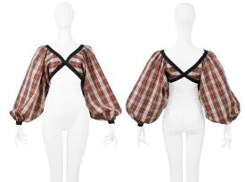 ISAAC MIZRAHI RED PLAID "TARTAN COLLECTION" PARTY TOP 1989