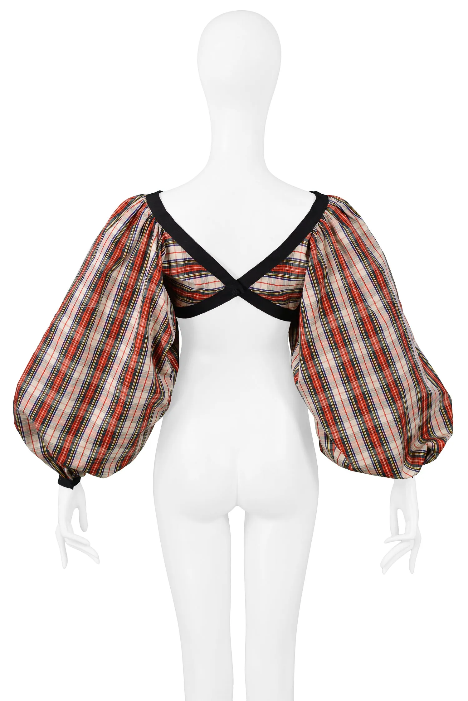 ISAAC MIZRAHI RED PLAID "TARTAN COLLECTION" PARTY TOP 1989