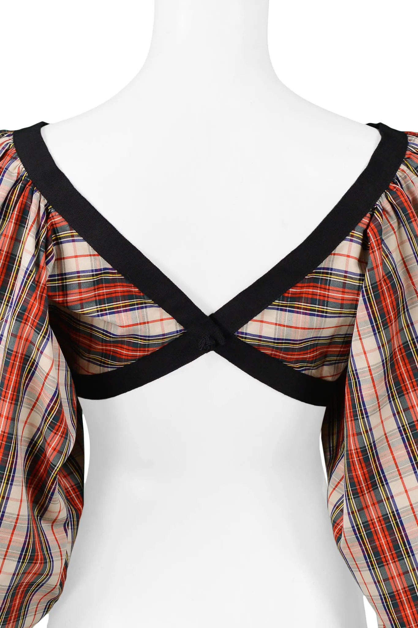 ISAAC MIZRAHI RED PLAID "TARTAN COLLECTION" PARTY TOP 1989