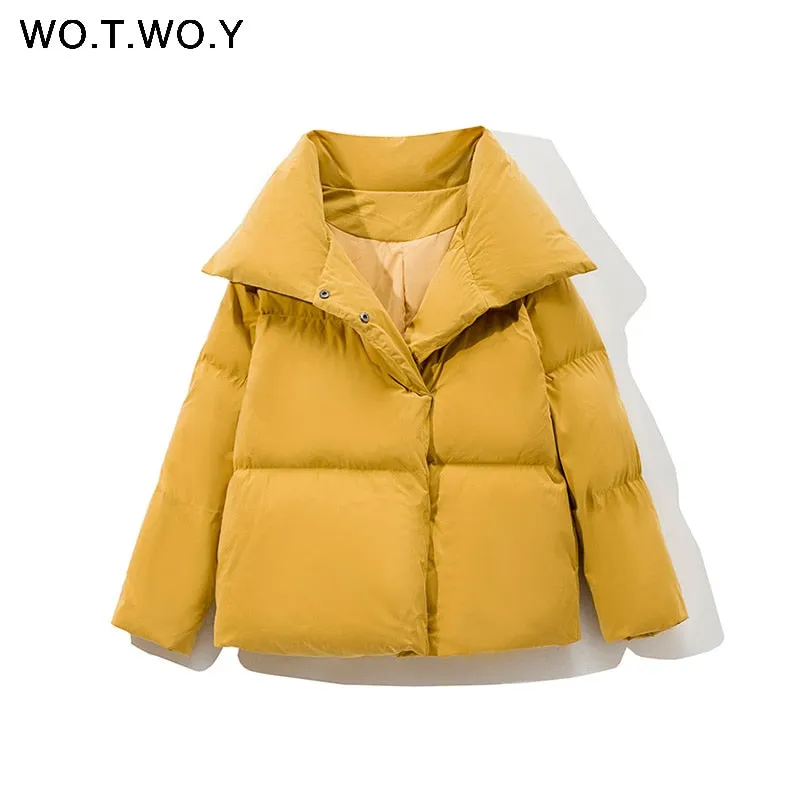 Joskaa Christmas Gift WOTWOY Thickening Oversized Winter Jacket Women Cotton Liner Cropped Padded Parkas Female Warm Coats Casual Windbreakers 2024