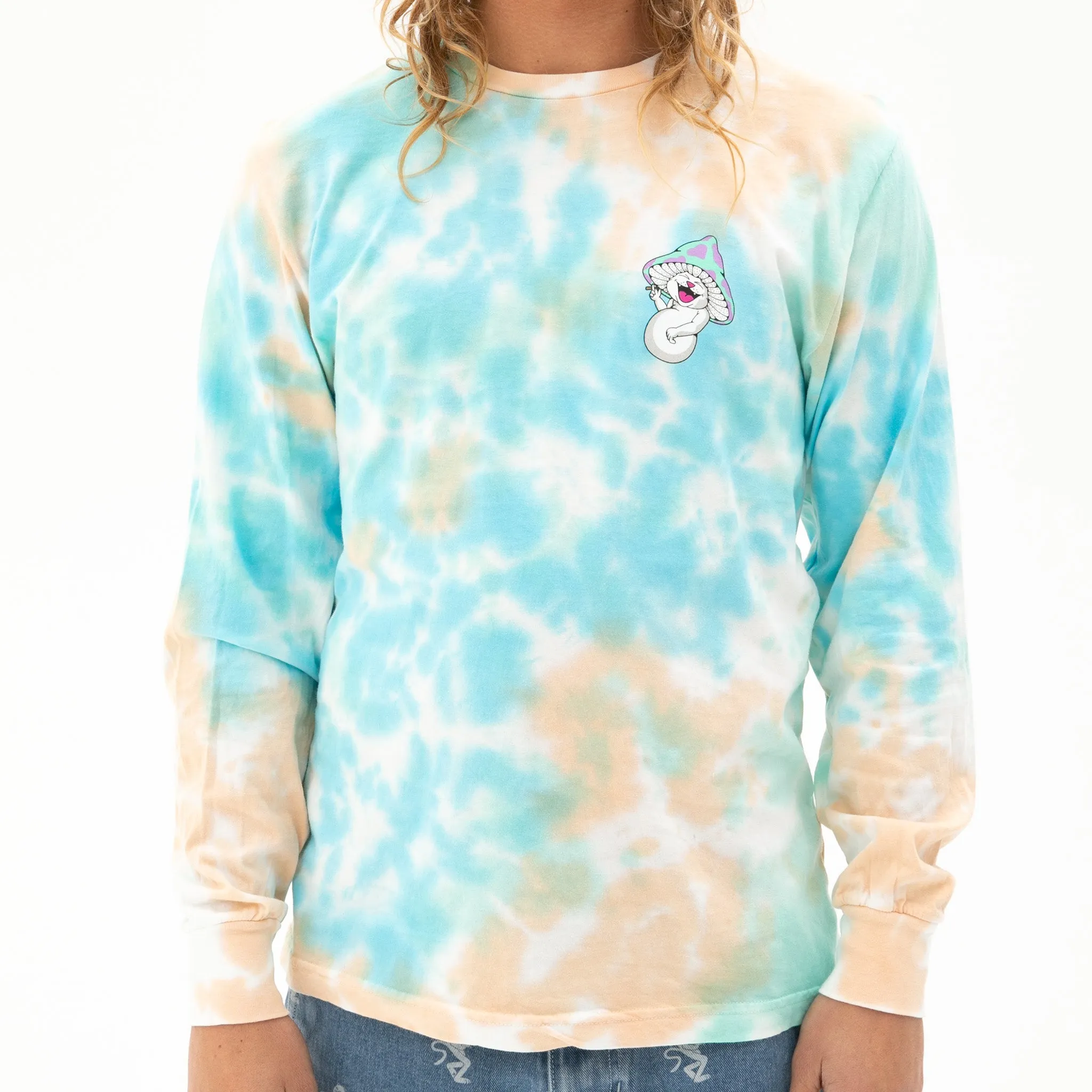 Kaleidoscopic Long Sleeve (Light Blue/Peach Tie Dye)