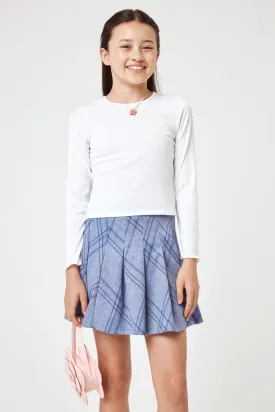 Kids Blue Plaid Pleated Skirt