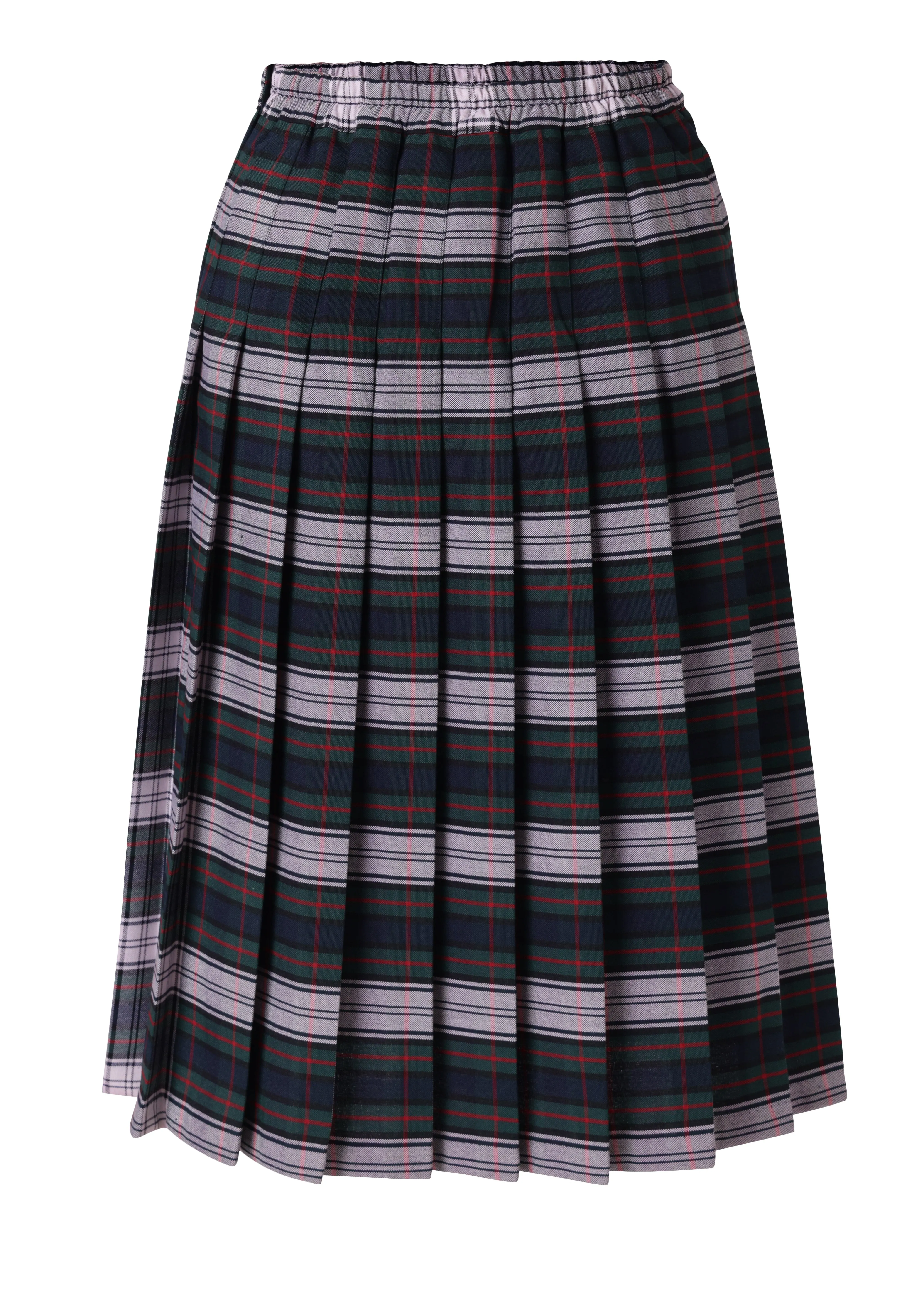 Plaid #520 Kids Knife-Pleated Skirt with Elastic Back - Available in Regular and Long Lengths