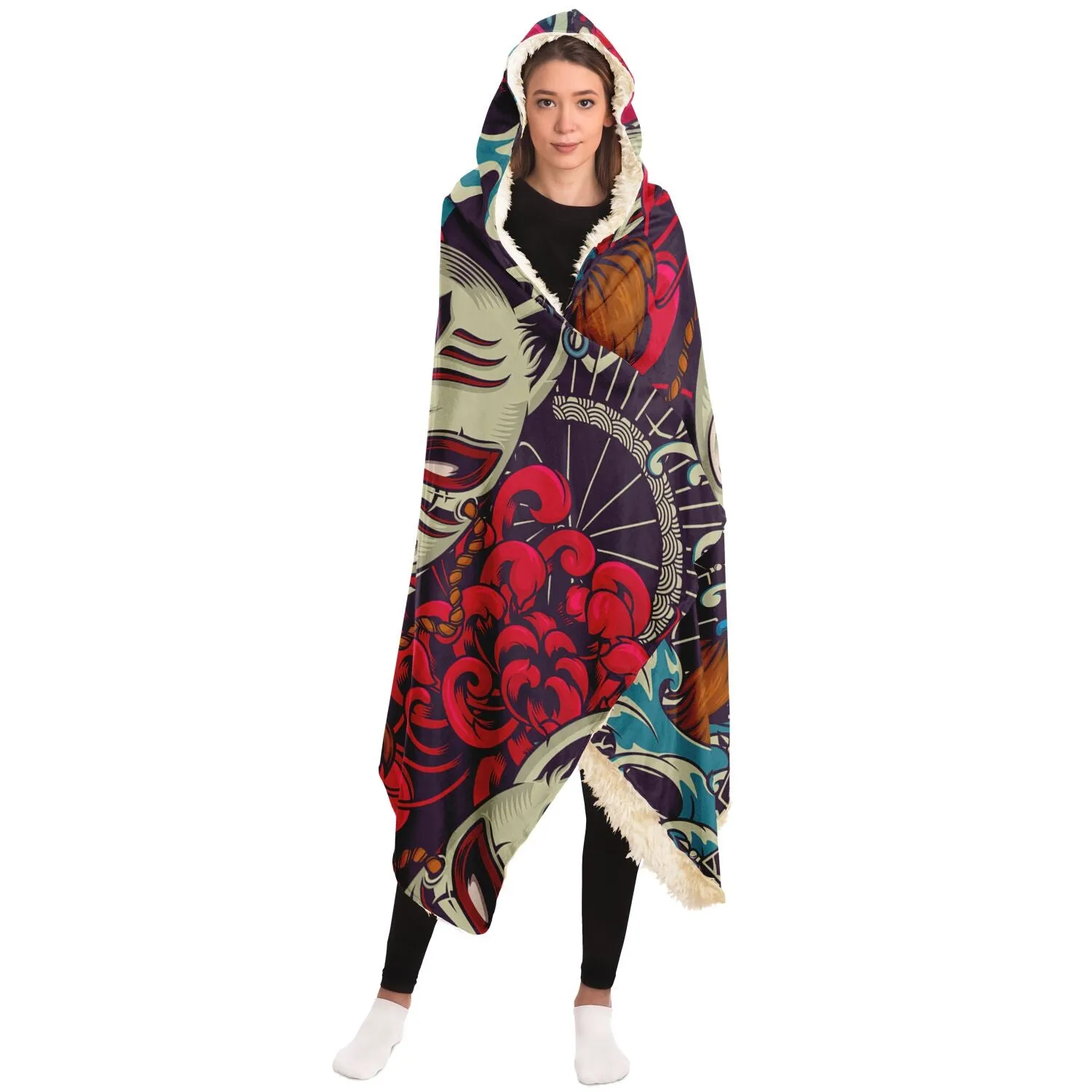 Kitsune Art Hooded Blanket