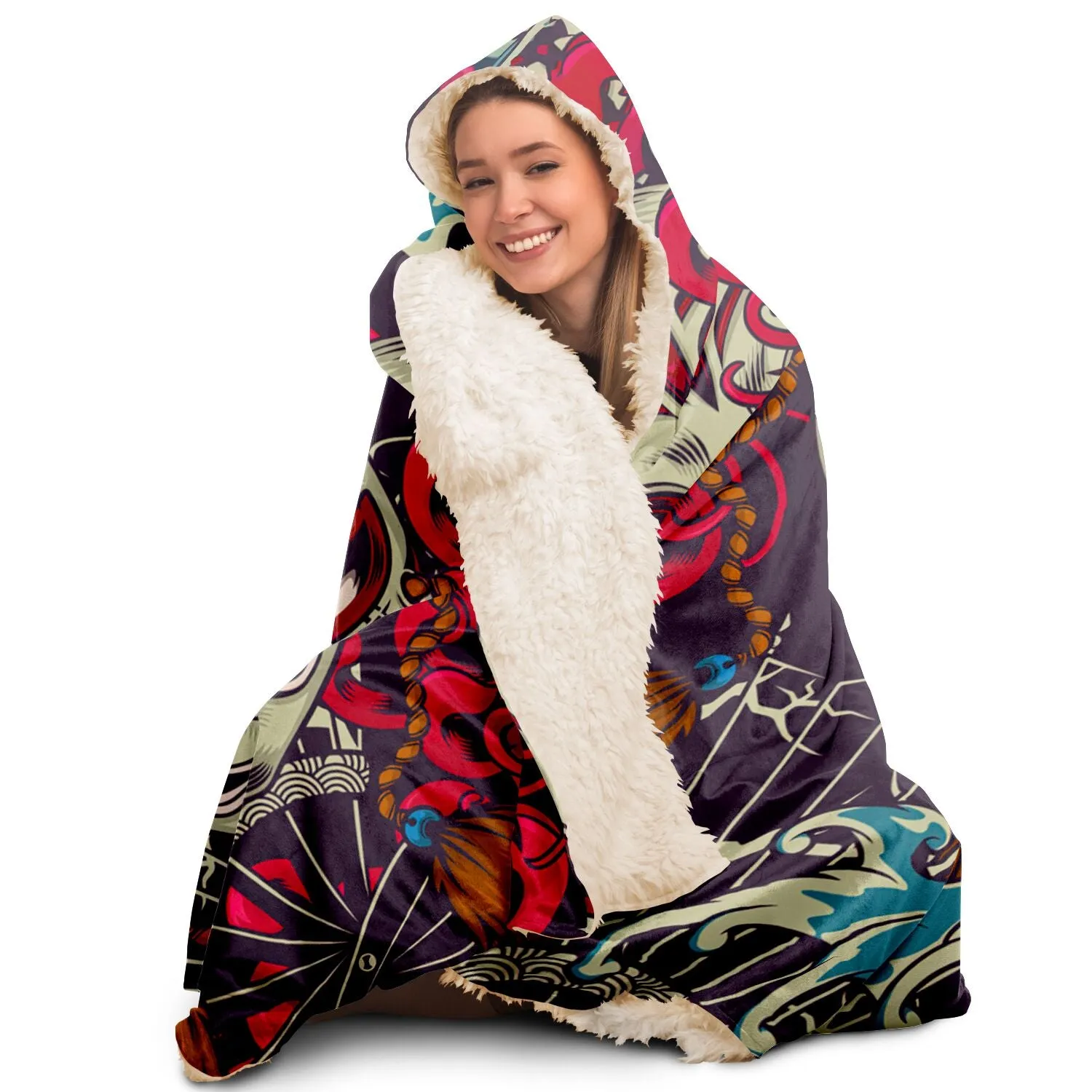 Kitsune Art Hooded Blanket