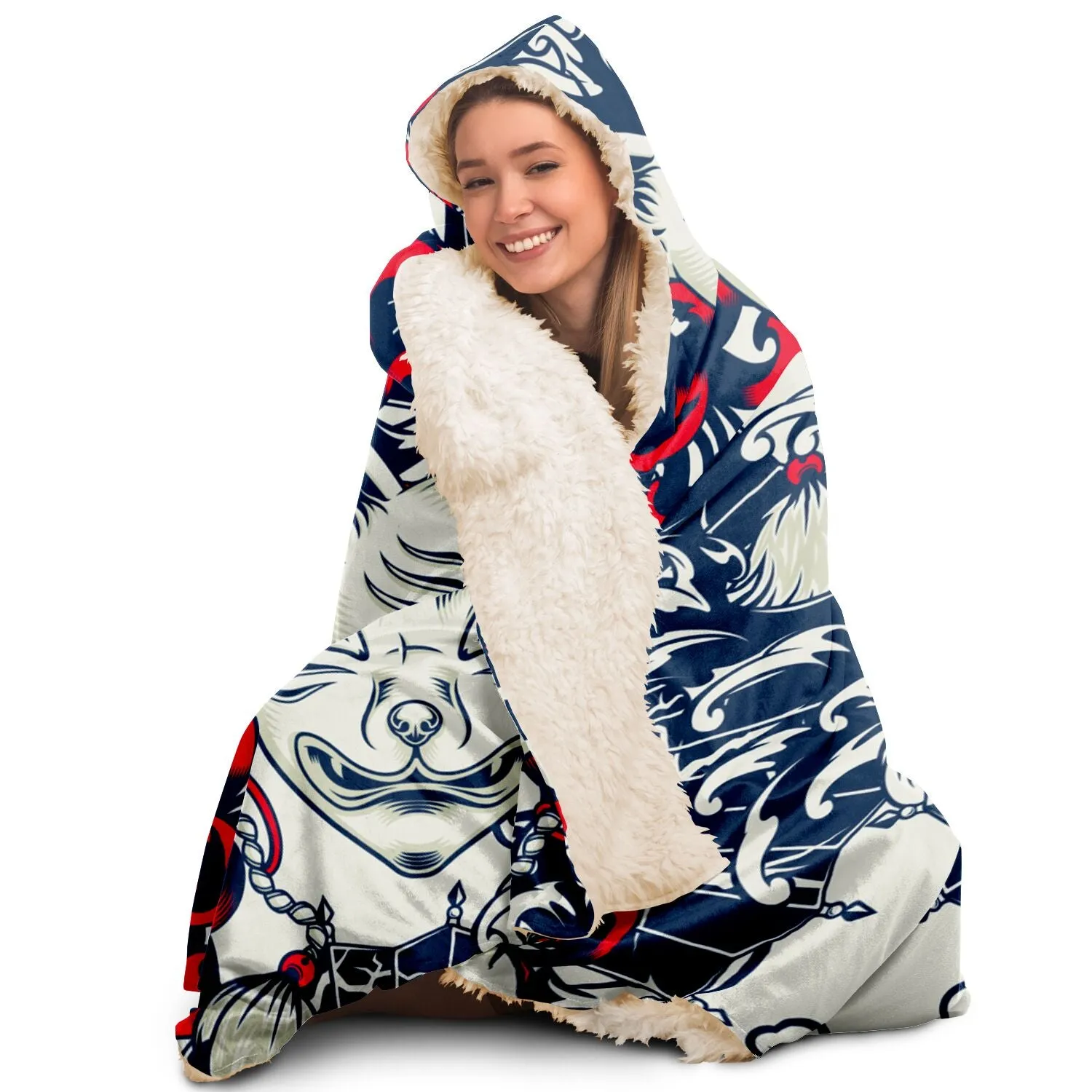 Kitsune Art White Hooded Blanket