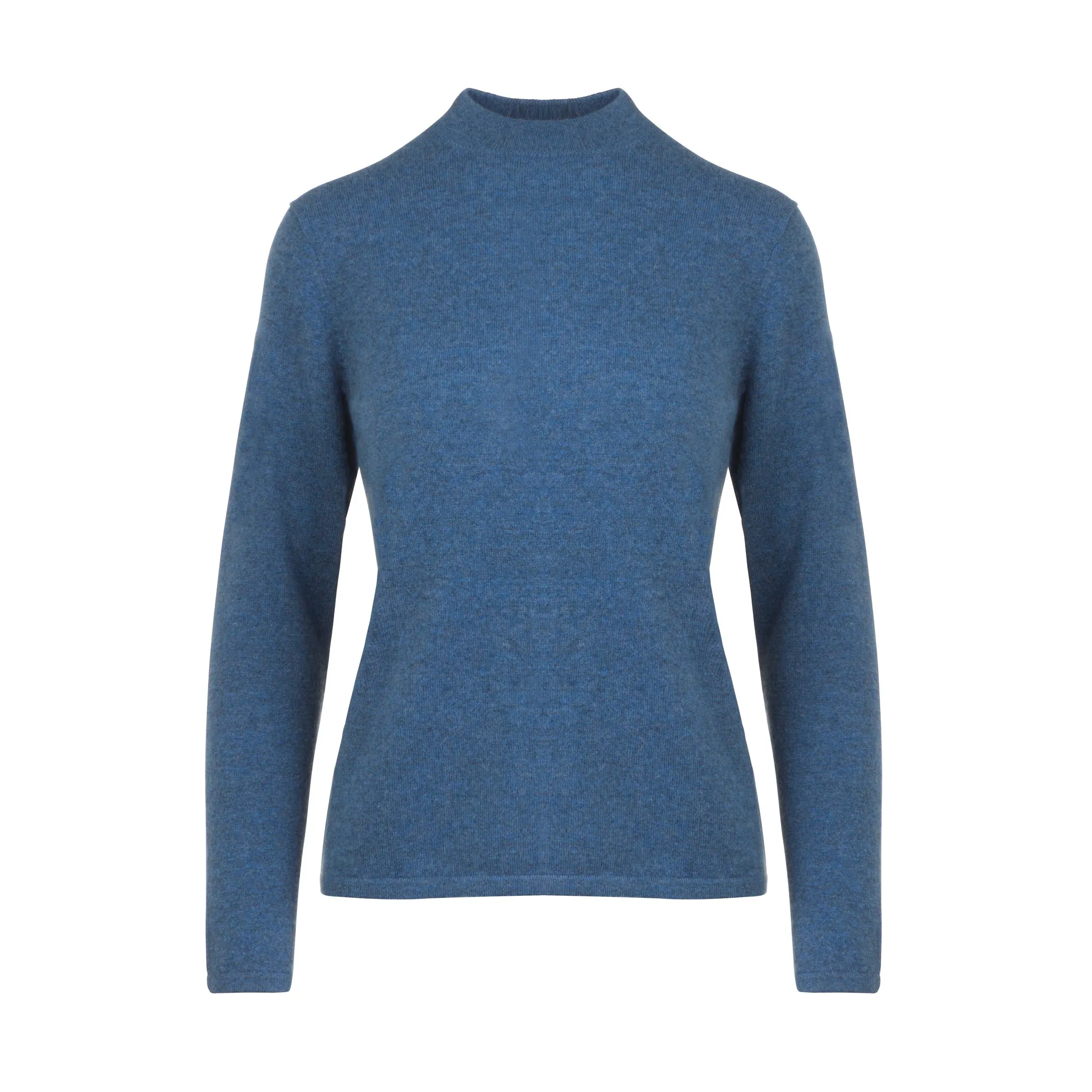 Ladies Cashmere Mock Turtleneck in Denim Blue