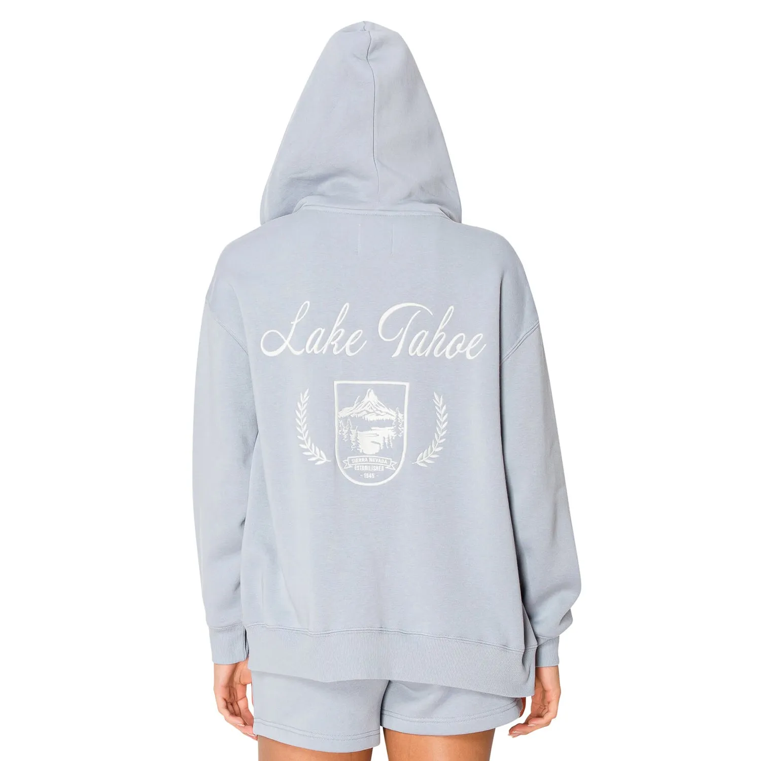 Lake Tahoe Back Embo Zip Up Hoodie - Dusty Blue