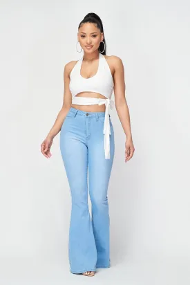 Light Blue High Waist  Bell Bottom Jeans