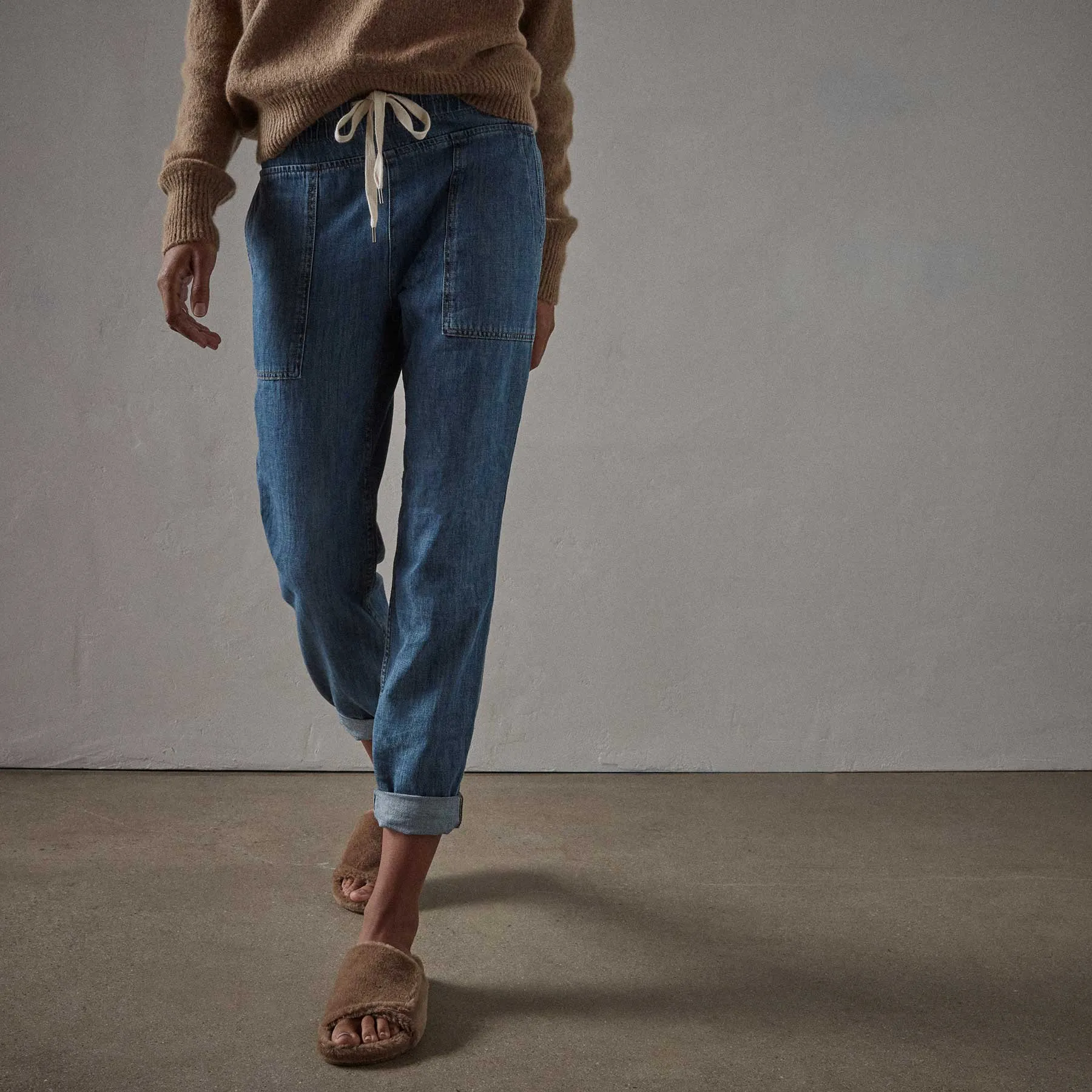 Lightweight Denim Contrast Pant - Blue Denim