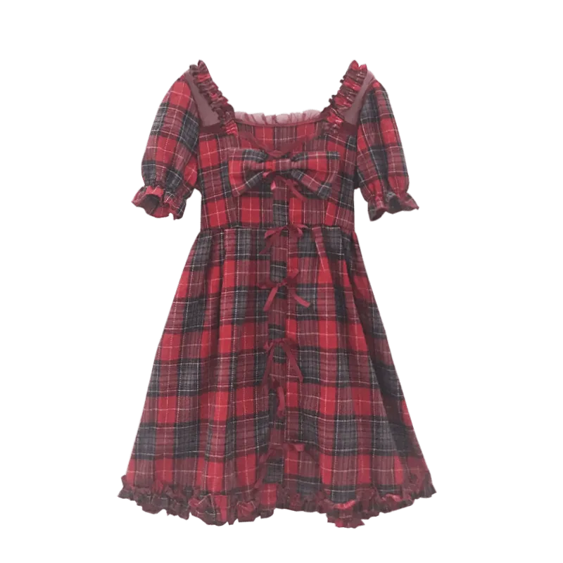 Lolita Square Collar Plaid Dress