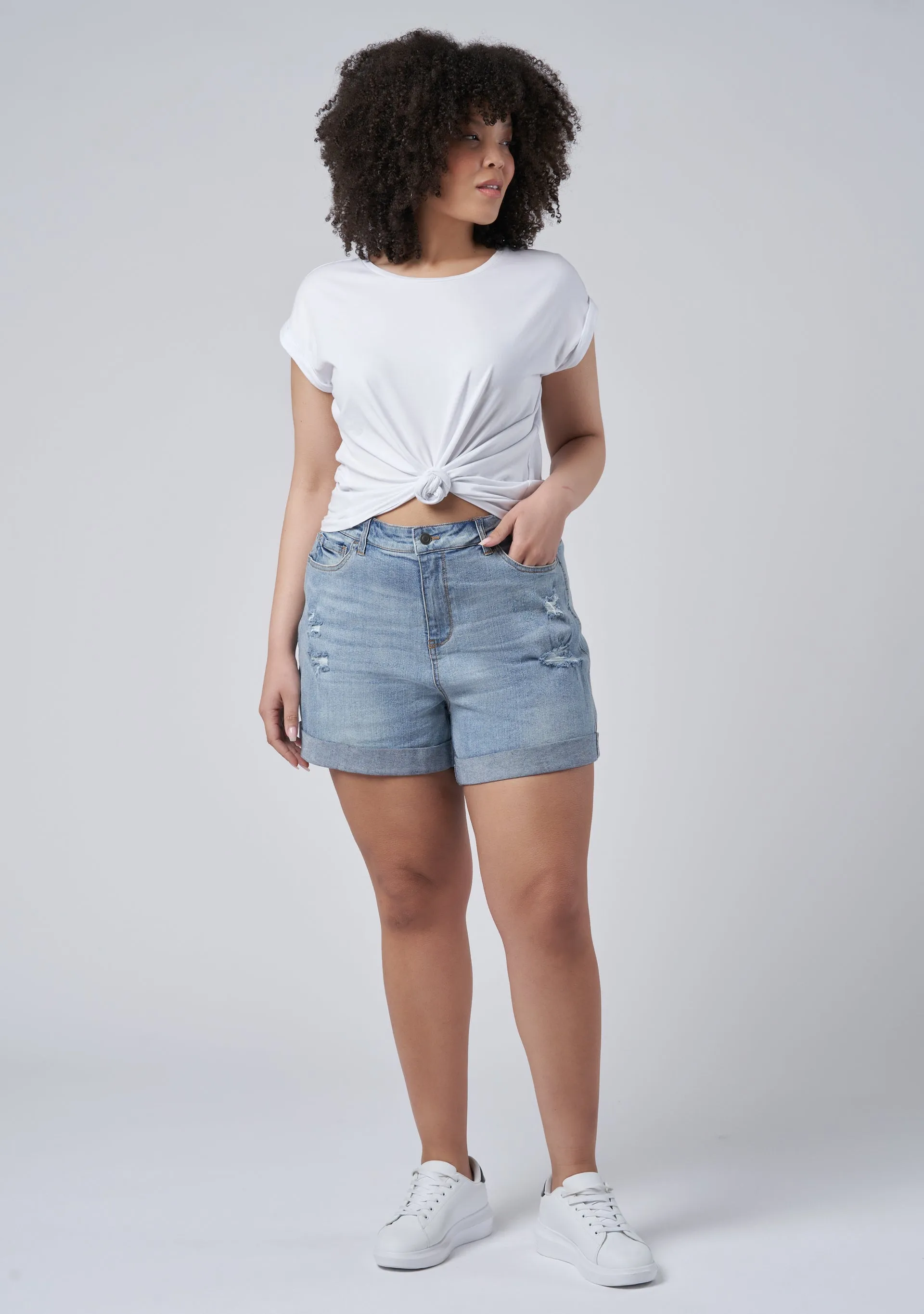 Loreli Distressed Denim Shorts