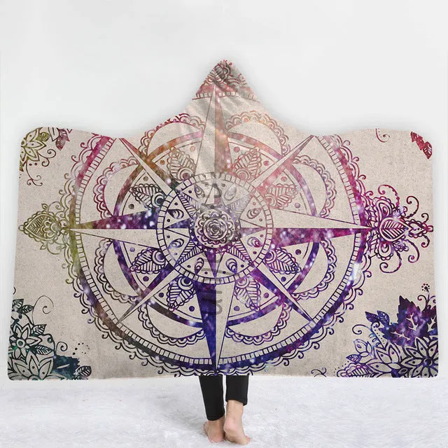 Mandala Sun Hooded Blanket