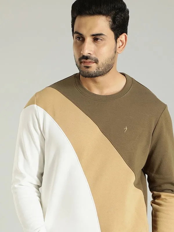 Men Color Block Full Sleeve Crew Neck Sweatshirt