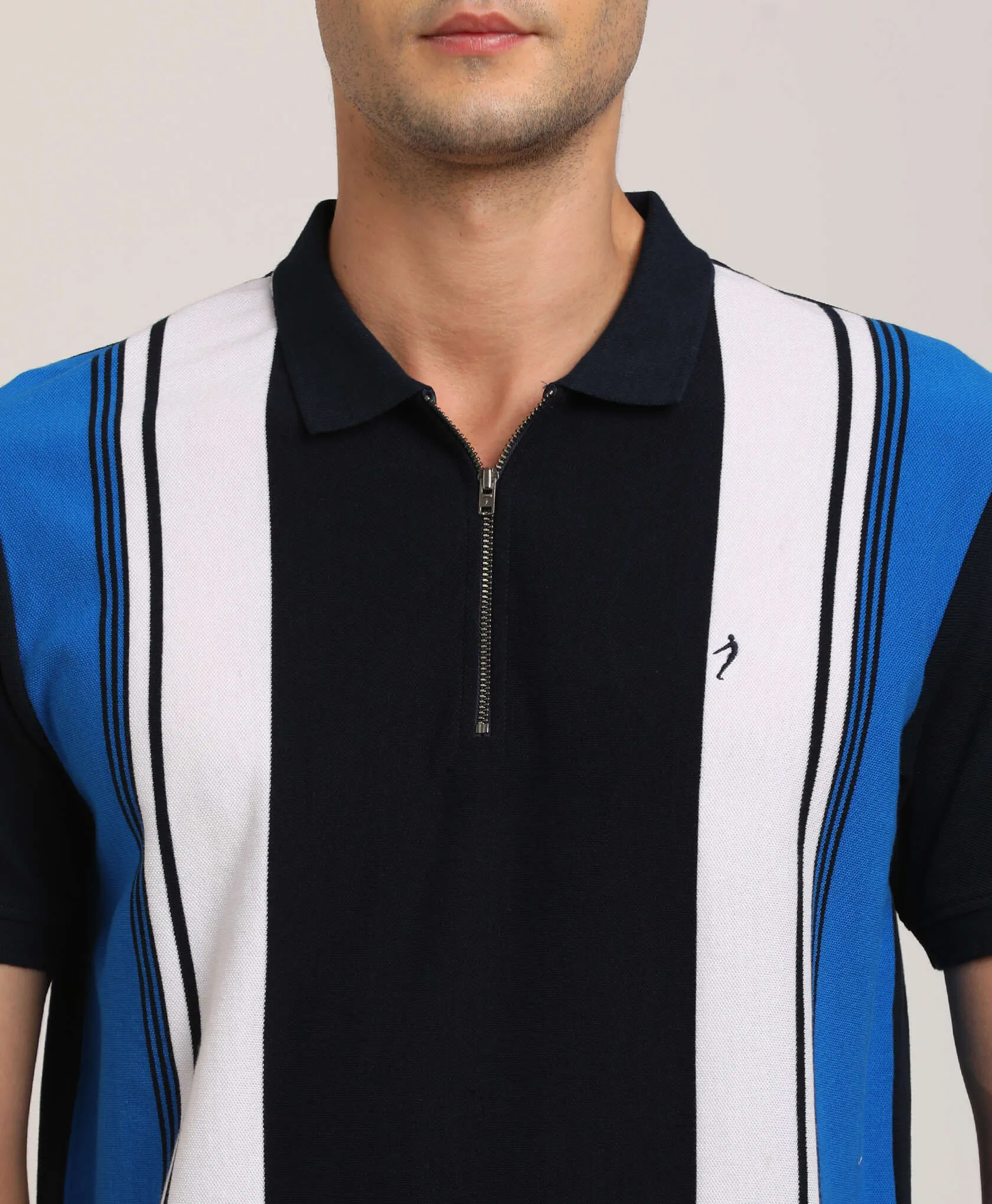 Men Color Block Polo T-Shirt