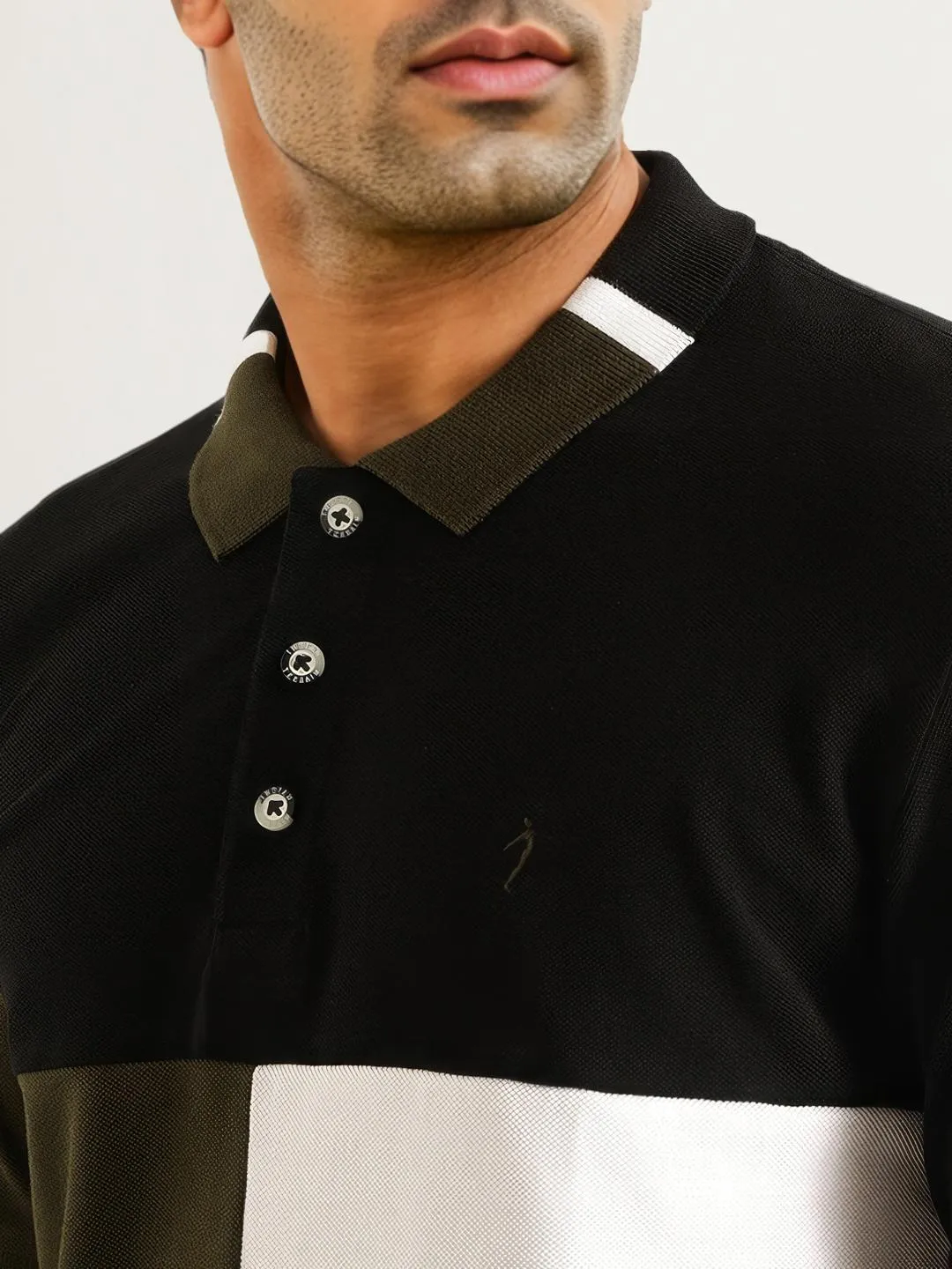 Men Color Block Polo T-Shirt