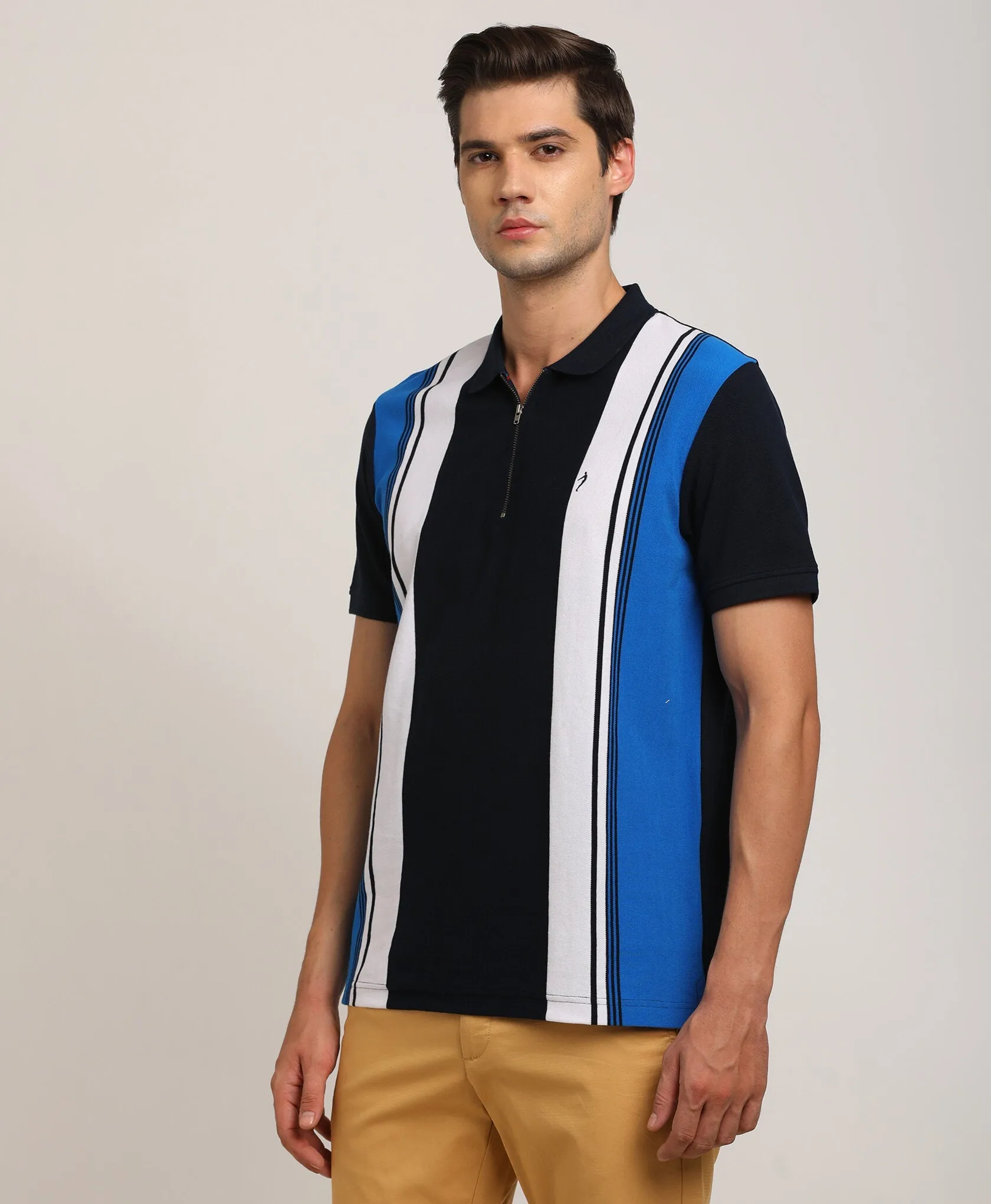 Men Color Block Polo T-Shirt