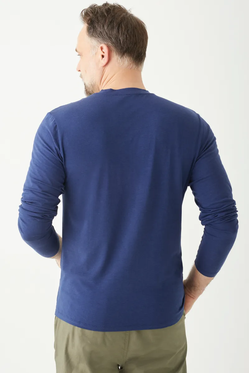 Men's Bamboo Cotton Long-Sleeve Henley Tee-All Sales Final