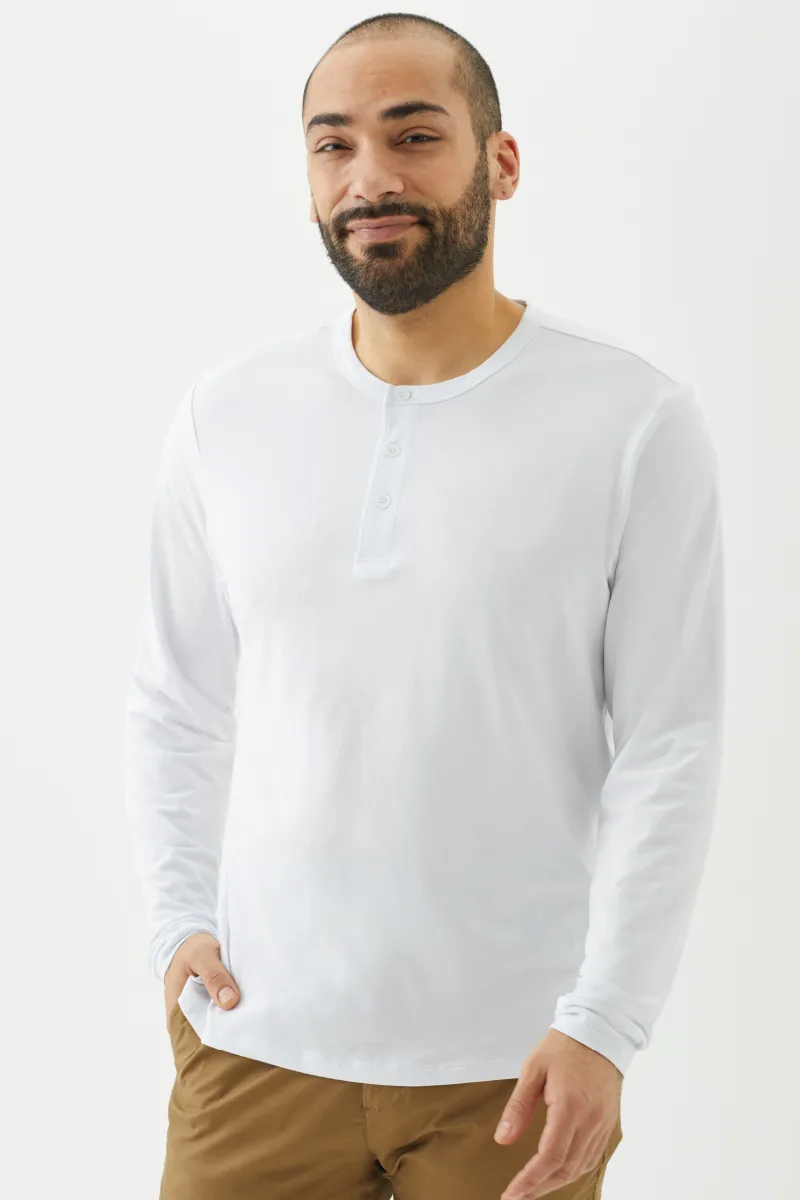 Men's Bamboo Cotton Long-Sleeve Henley Tee-All Sales Final