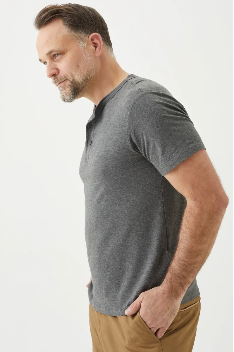 Men's Bamboo Cotton Short-Sleeve Henley Tee-All Sales Final