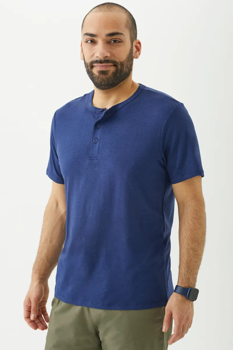 Men's Bamboo Cotton Short-Sleeve Henley Tee-All Sales Final