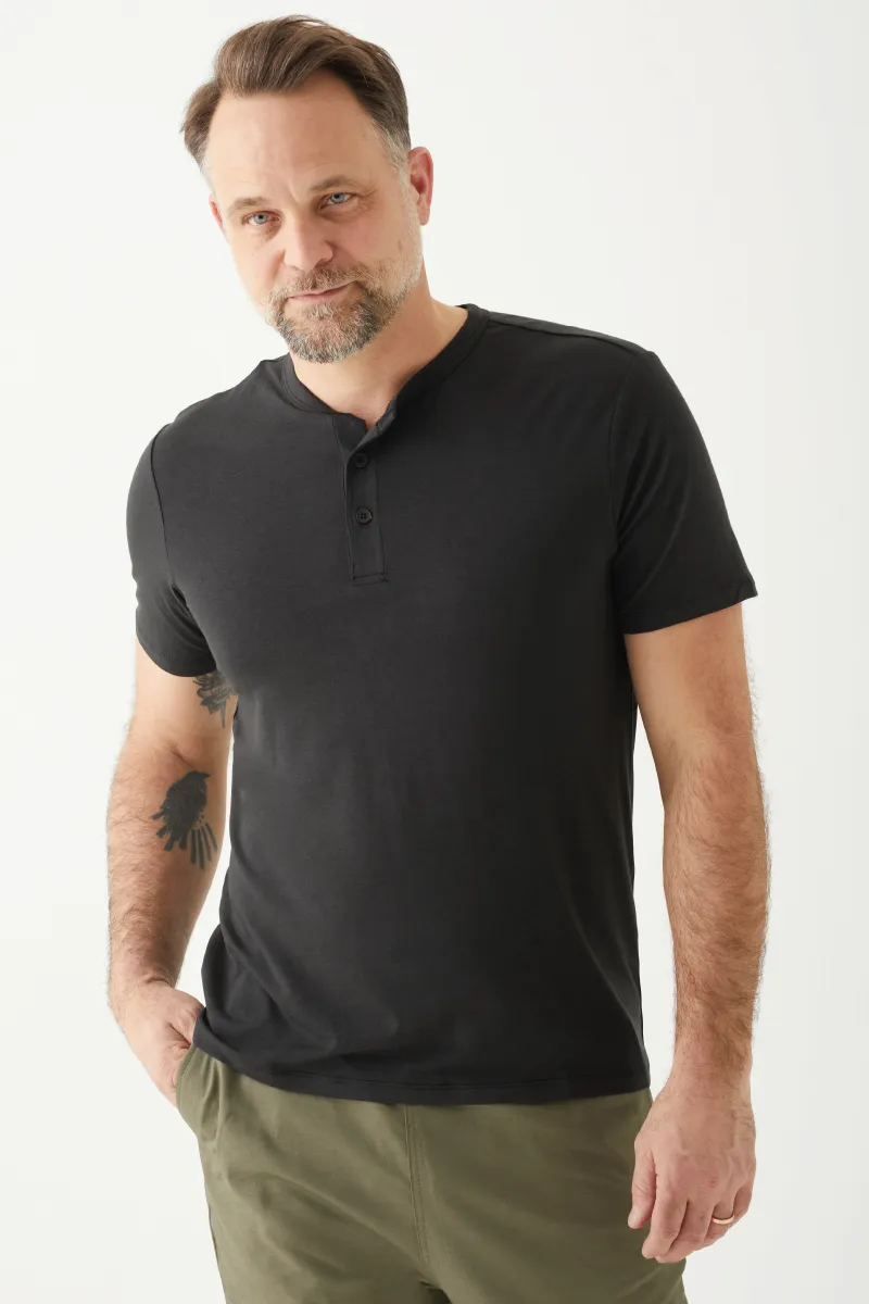 Men's Bamboo Cotton Short-Sleeve Henley Tee-All Sales Final