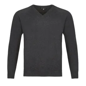 Men's Cashmere V-Neck Sweater in Charcoal Grey