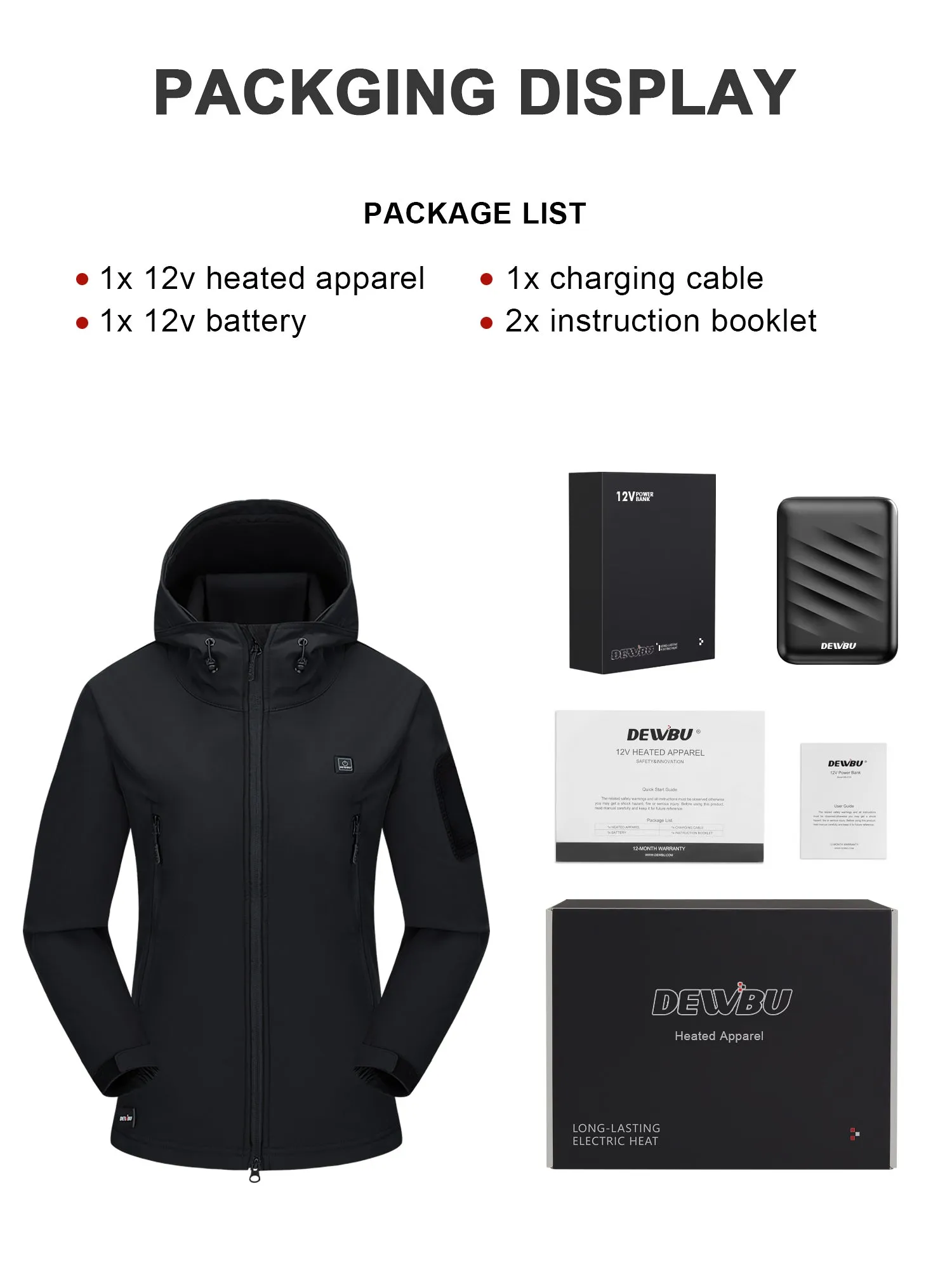 Men's Heated Jacket Detachable Hood With 12V Battery Pack - Dark Blue