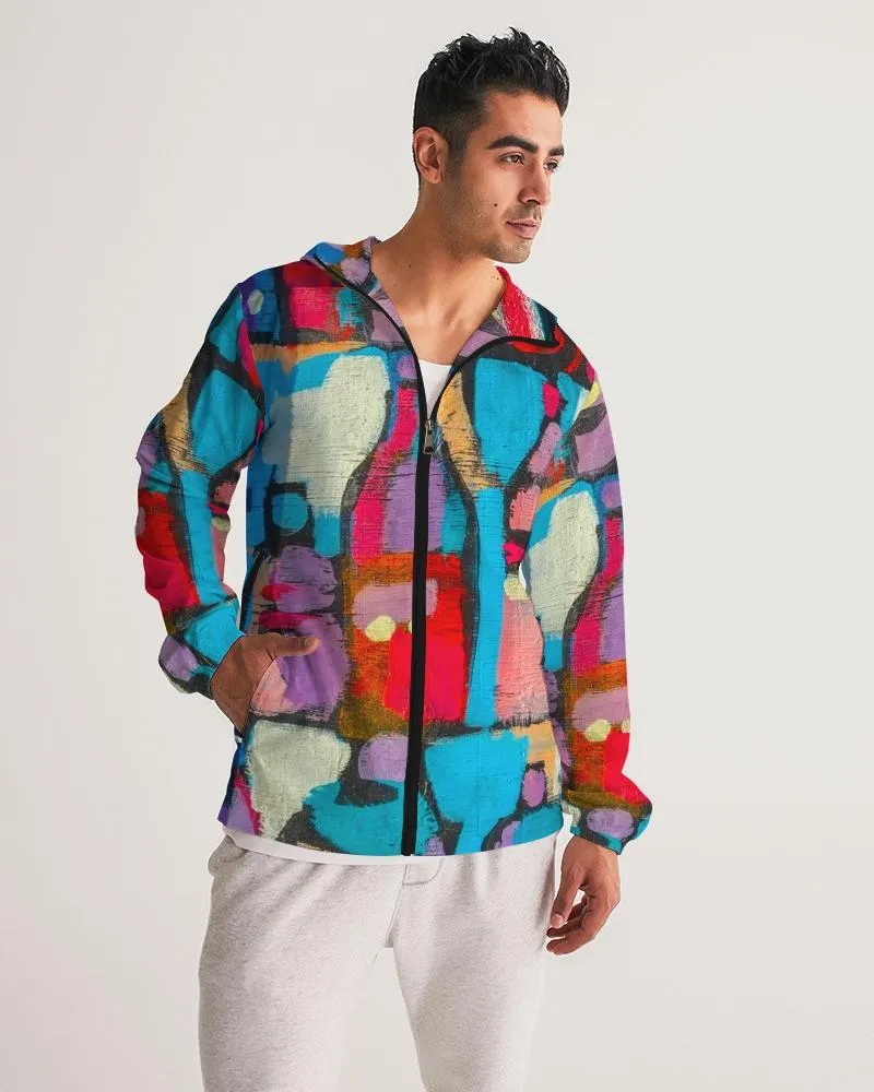 Mens Hooded Windbreaker - Multicolor Casual/sports Water Resistant