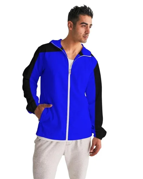 Mens Hooded Windbreaker - Royal Blue Water Resistant Jacket