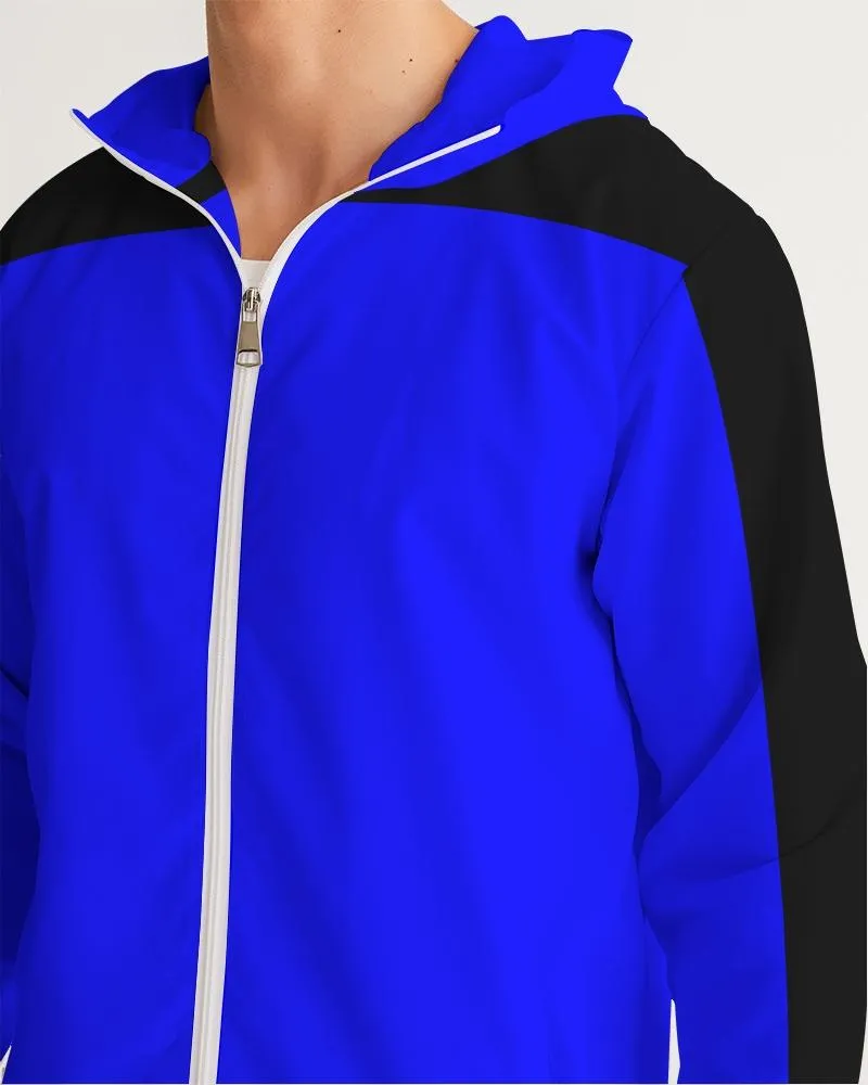 Mens Hooded Windbreaker - Royal Blue Water Resistant Jacket