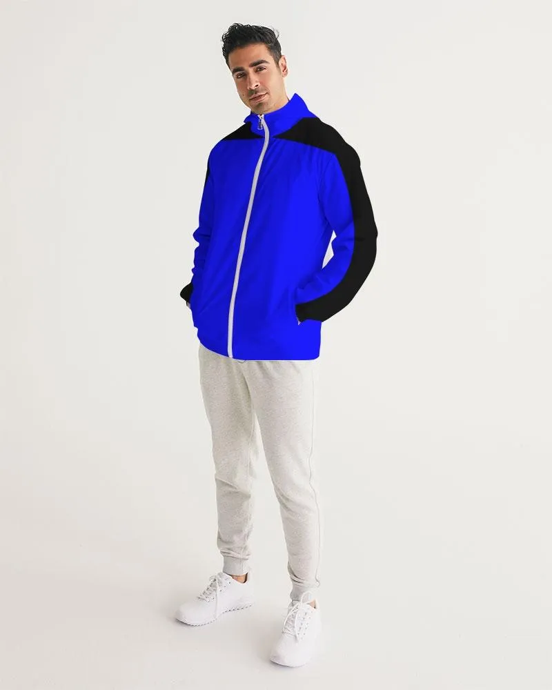 Mens Hooded Windbreaker - Royal Blue Water Resistant Jacket