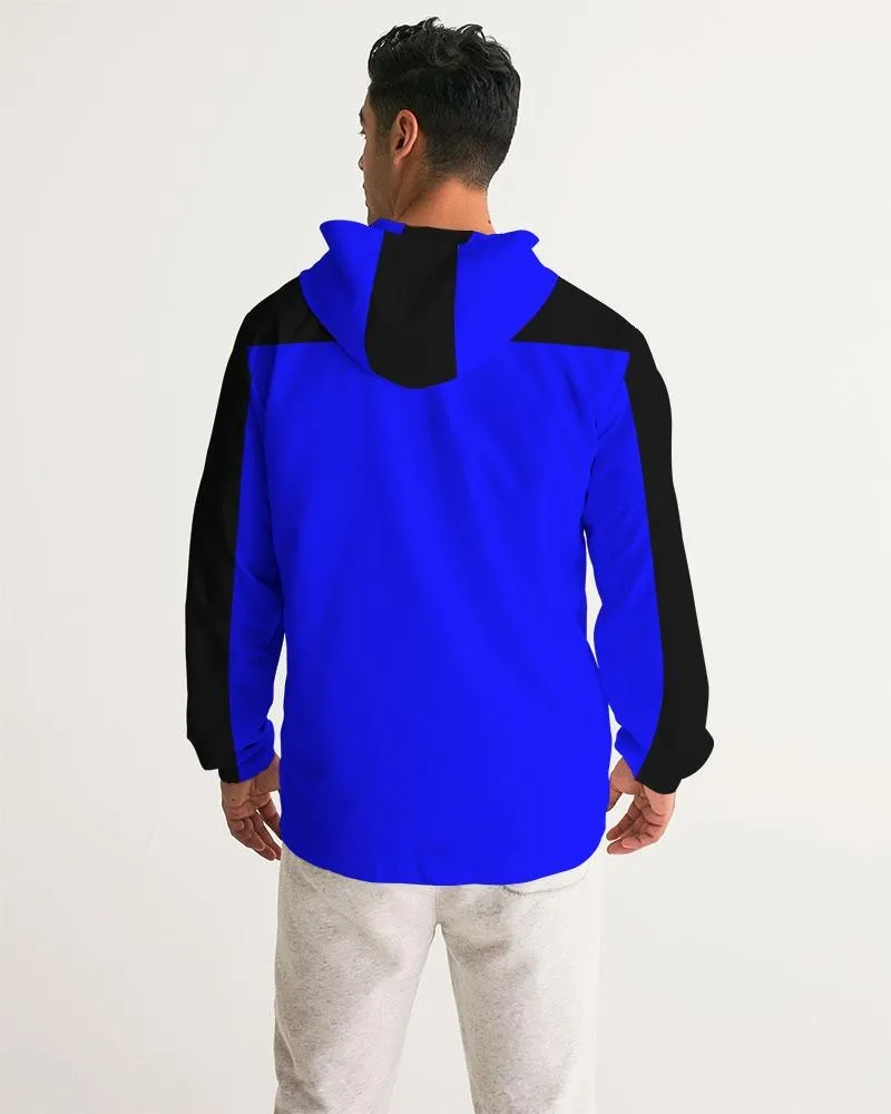 Mens Hooded Windbreaker - Royal Blue Water Resistant Jacket