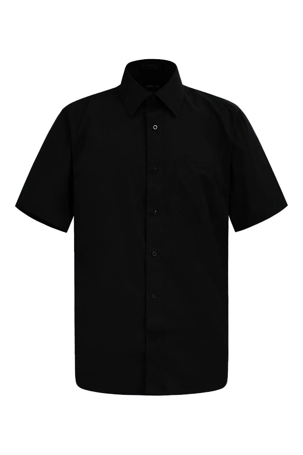 Men's Regular Fit Short Sleeve Solid Color Dress Shirts (Black)