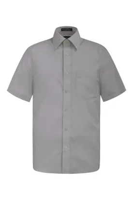 Men's Regular Fit Short Sleeve Solid Color Dress Shirts (Gray)