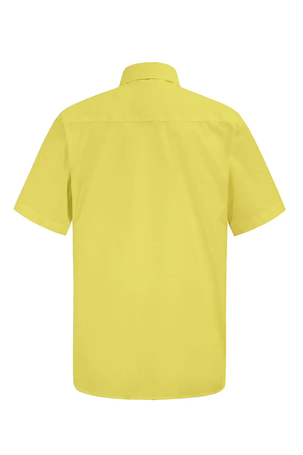 Men's Regular Fit Short Sleeve Solid Color Dress Shirts (Lemon)