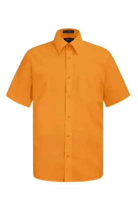 Men's Regular Fit Short Sleeve Solid Color Dress Shirts (Orange)