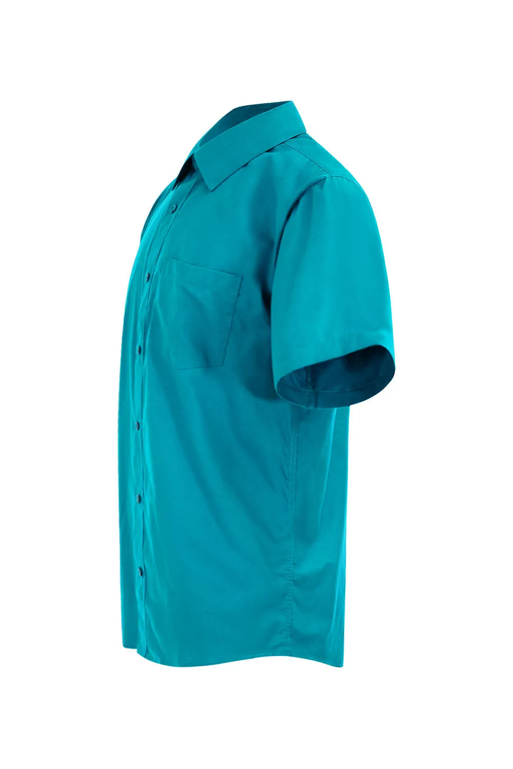 Mens Regular Fit Short Sleeve Solid Turquoise Dress Shirt - Classic Casual Elegance