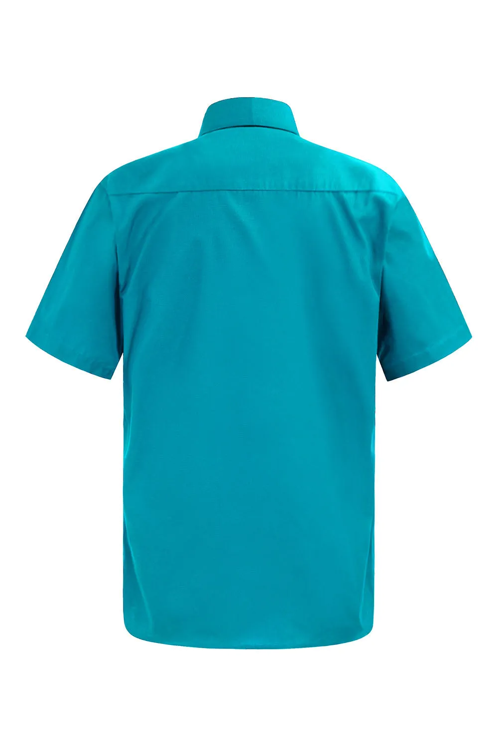 Mens Regular Fit Short Sleeve Solid Turquoise Dress Shirt - Classic Casual Elegance