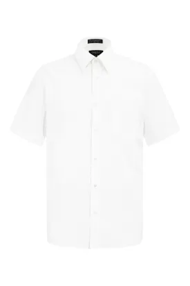 Men's Regular Fit Short Sleeve Solid Color Dress Shirts (White)