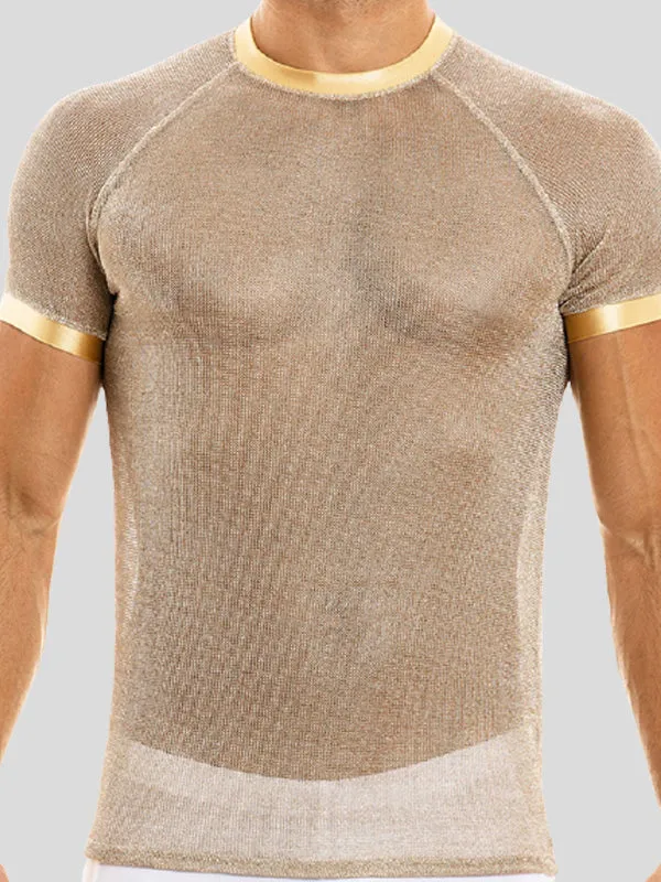 Men's Sexy Shiny Mesh See-through T-Shirts SKUH56301