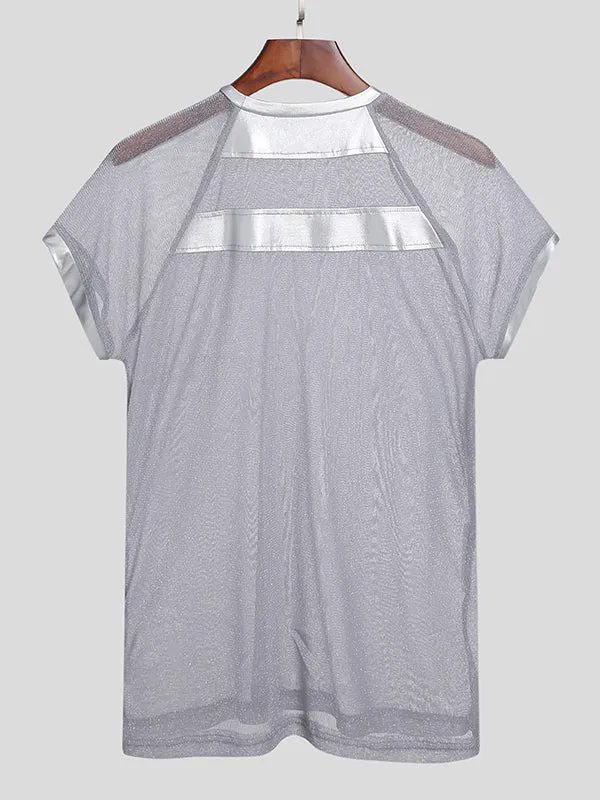 Men's Sexy Shiny Mesh See-through T-Shirts SKUH56301