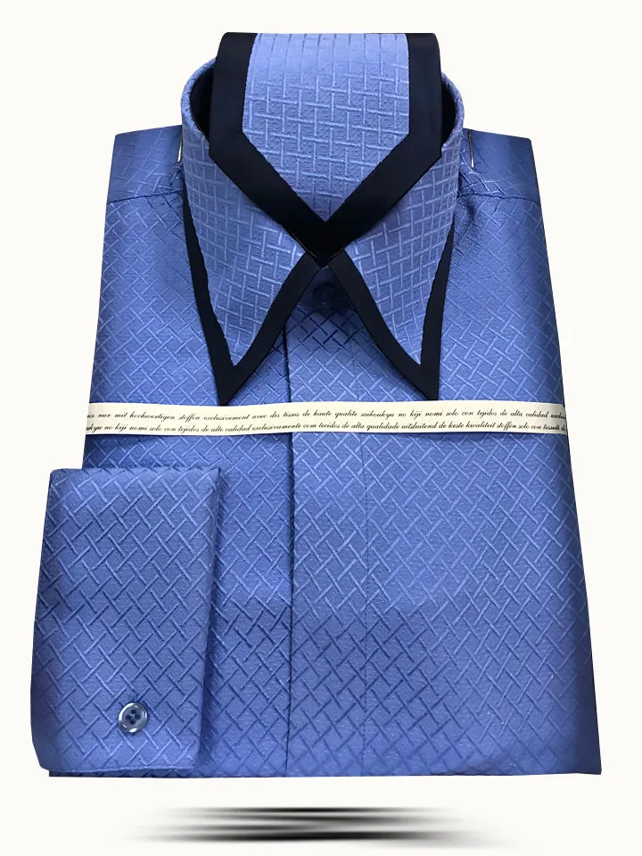 Men's Silk Shirts, SJ Blue - Fashion-Dress Shirt